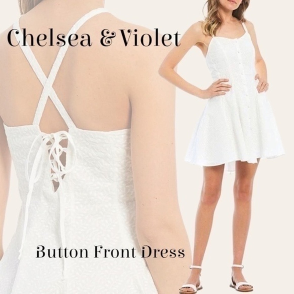 C&V CHELSEA & VIOLET Button Front Lace-up Back Fit & Flare Dress NWT/Lg (Jr’s)